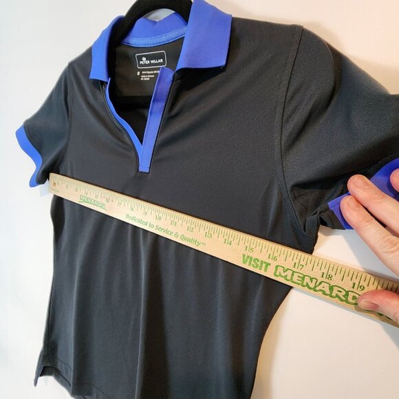 Peter Millar Women's Golf Polo Black Blue Outdoor Sun Protection Henley Polo Sm - Picture 6 of 8
